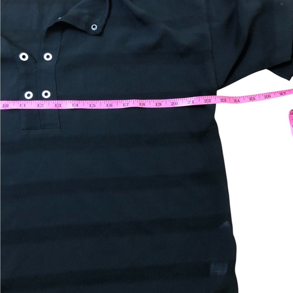 Zara Basic Black Striped 3/4 Sleeve Split Neck lagenlook Tunic Blouse Size L - Picture 6 of 7